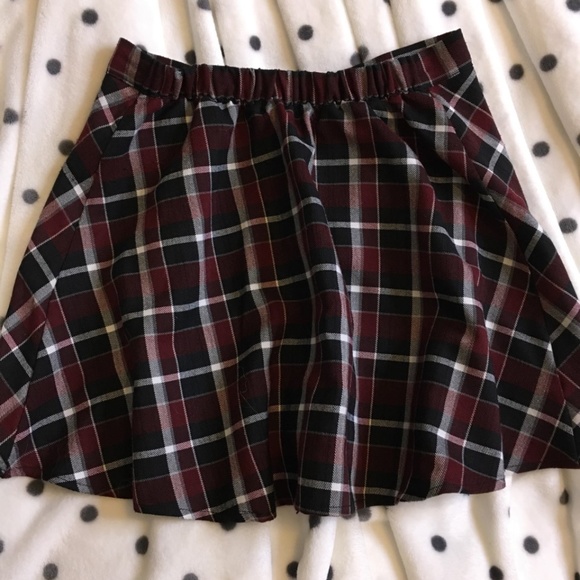 Gypsy Warrior - Burgundy Plaid Button-Front Skirt - Picture 2 of 3